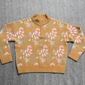 NWT Current Air Tan Floral Print Sweater‎ Size XL